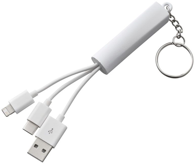 Route 3-In-1 Light-Up Charging Cable With Keychain | UK Corporate Gifts